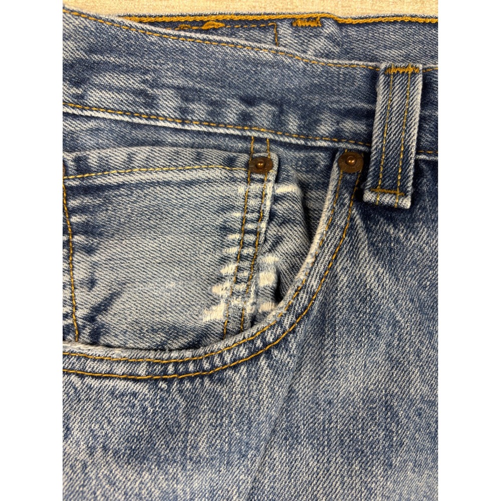 Vintage Levis 501 Mens 36x30 Jeans Light Distress Festival Faded Denim - Picture 4 of 13
